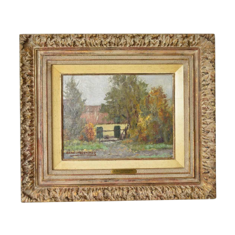 Auguste VAN STEENACKER – Maison de campagne en automne – peinture huile sur panneau