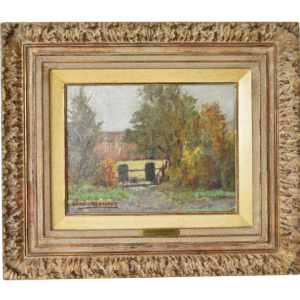 Auguste VAN STEENACKER – Maison de campagne en automne – peinture huile sur panneau
