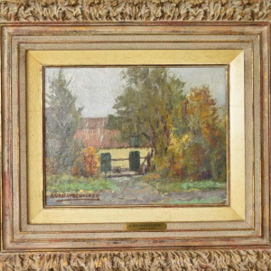 Auguste VAN STEENACKER – Maison de campagne en automne – peinture huile sur panneau