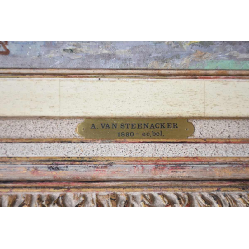 Auguste VAN STEENACKER – Maison de campagne en automne – peinture huile sur panneau