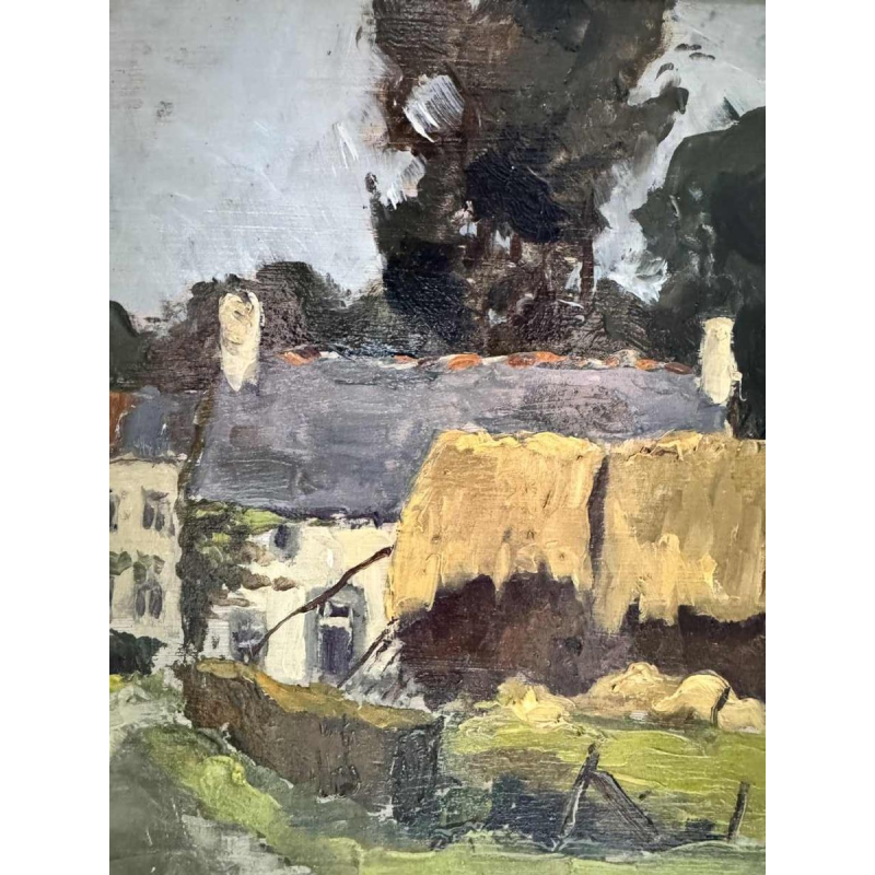 Adolphe Dupont (1898-1982): « Huis met vakwerk » schilderij