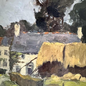 Adolphe Dupont (1898-1982): « Huis met vakwerk » schilderij