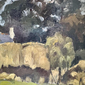 Adolphe Dupont (1898-1982): « Huis met vakwerk » schilderij