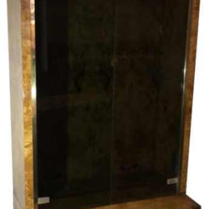 Jean-Claude Mahey 'Signature' pour Roche Bobois, 3 vitrines bibliothèques étagères, loupe noyer et laiton, 1970s