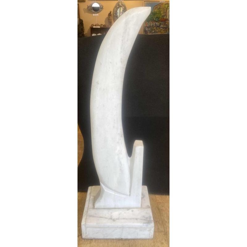 François Pochon, white marble sculpture, ca 1980
