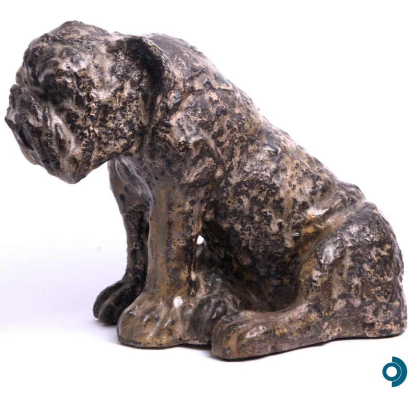 Arthur Craco “Bouledogue” dierensculptuur in geglazuurd steengoed, ca 1930
