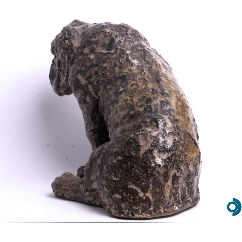 Arthur Craco “Bouledogue” dierensculptuur in geglazuurd steengoed, ca 1930