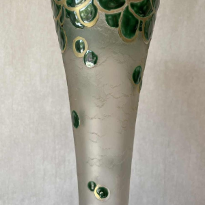 LEGRAS large Art Deco glass vase with engraved and enameled decoration