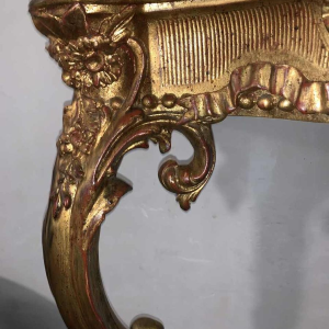 Napoleon III console in gebeeldhouwd verguld hout, Carrara marmeren tablet 1930s