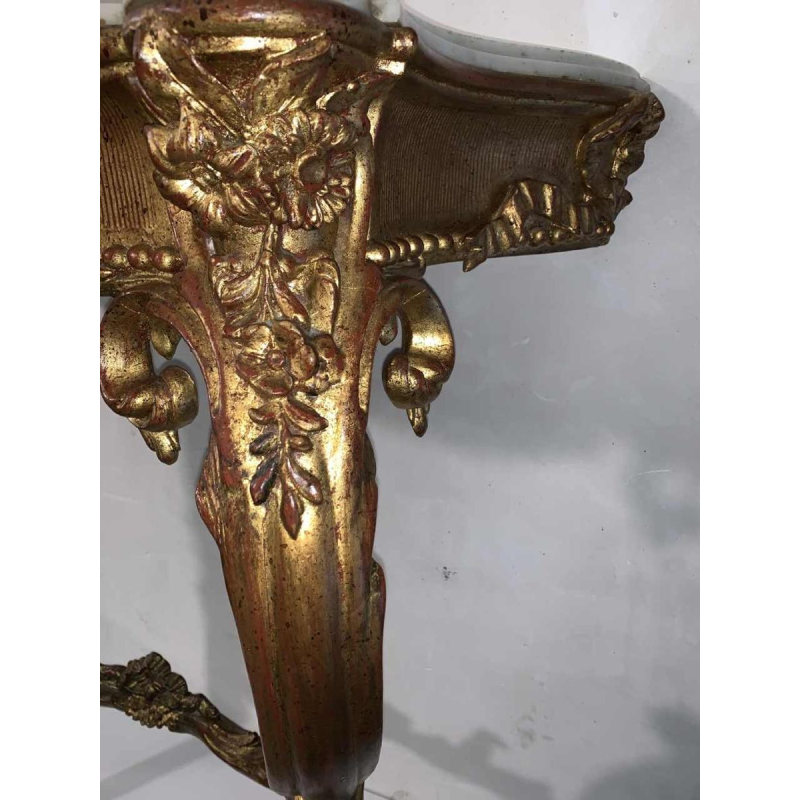 Napoleon III console in gebeeldhouwd verguld hout, Carrara marmeren tablet 1930s