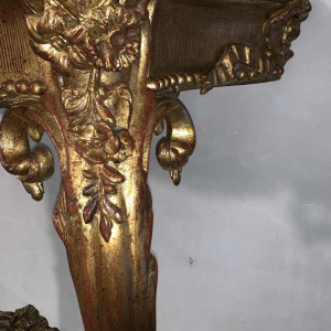 Napoleon III console in carved gilded wood, Carrara marble tablet, 1930s