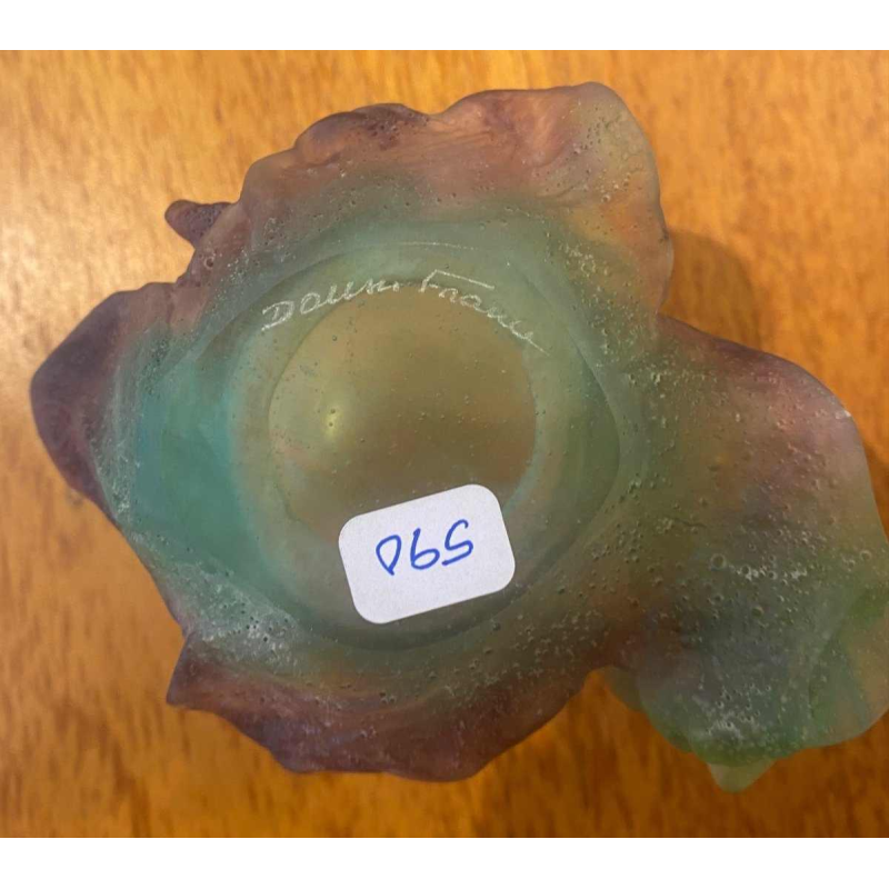 Daum, vide-poches grenouille en pâte de verre avec gobelet en cristal