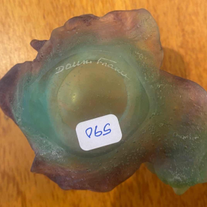 Daum, glass beaker frog with crystal goblet