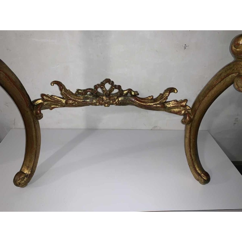 Console Napoléon III en bois sculpté doré, tablette en marbre de carrare, 1930s