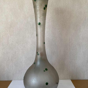 LEGRAS grote Art Deco glazen vaas met gegraveerde en geëmailleerde decoratie