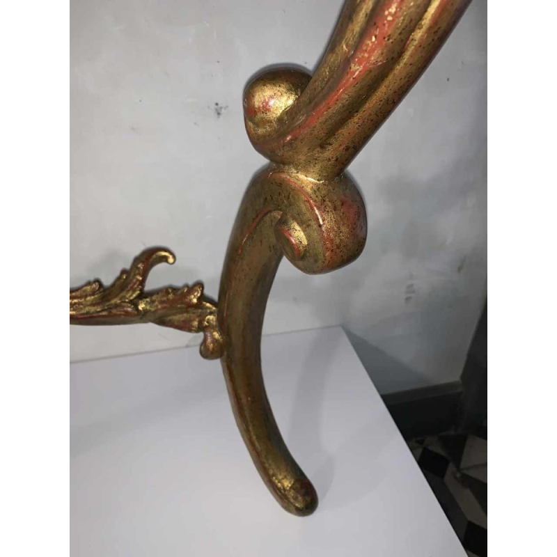 Console Napoléon III en bois sculpté doré, tablette en marbre de carrare, 1930s