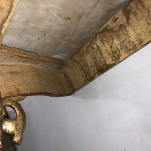 Napoleon III console in carved gilded wood, Carrara marble tablet, 1930s