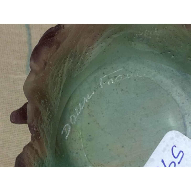 Daum, glass beaker frog with crystal goblet