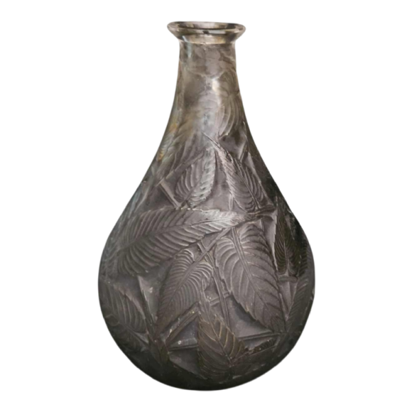 R. Lalique, Art Deco “Salie” vaas van geblazen glas met grijze patina, gemaakt vóór 1937