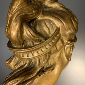 "The Blonde" Large Golden Bust of a Woman, Terracotta Napoleon III, 19th century