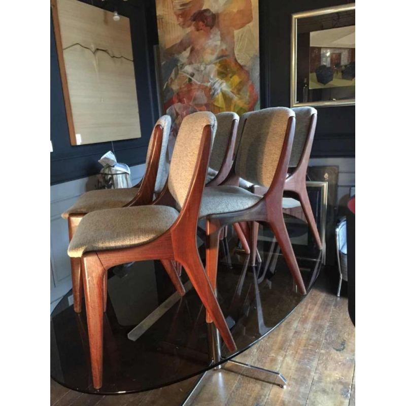 Mahjongg Vlaardingen Holland, Set of 6 Scandinavian Teak Design chairs, 1965