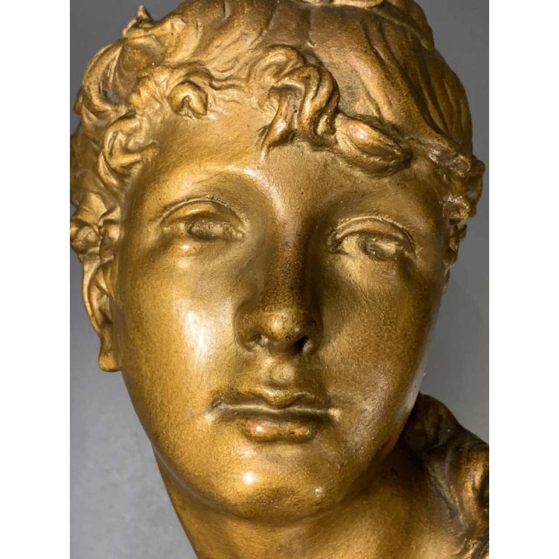 "De Blonde", grote gouden buste van een vrouw, terracotta Napoleon III, 19e Eeuw