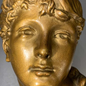 "The Blonde" Large Golden Bust of a Woman, Terracotta Napoleon III, 19th century