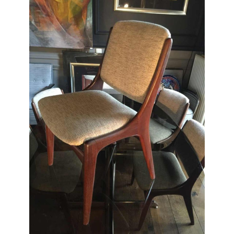 Mahjongg Vlaardingen Holland, Séries 6 chaises Design Scandinave en Teck, 1965