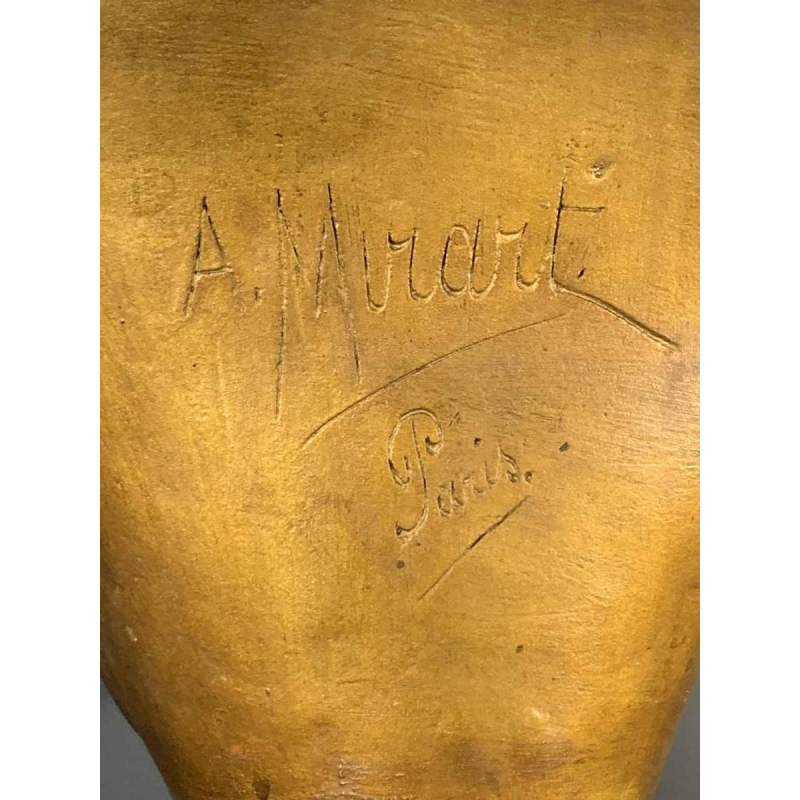 "The Blonde" Large Golden Bust of a Woman, Terracotta Napoleon III, 19th century