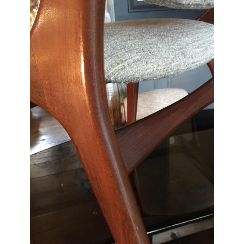 Mahjongg Vlaardingen Holland, Séries 6 chaises Design Scandinave en Teck, 1965