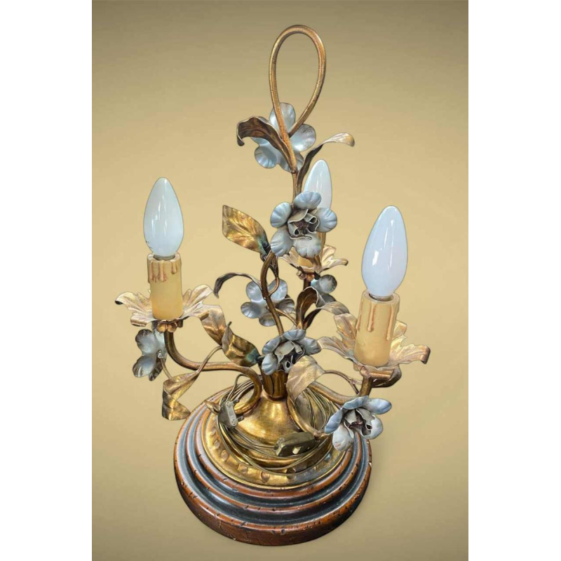 Lampe vintage florentine Rivolta Paralumi Milano, métal doré & argenté, Italie XXe s