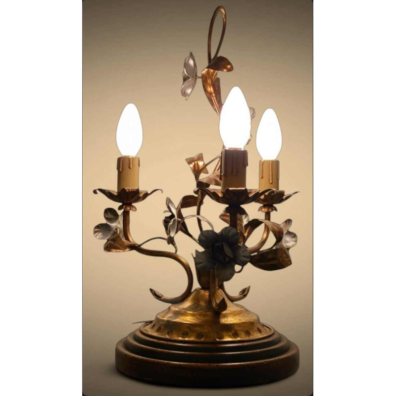 Florentijnse vintage lamp Rivolta Paralumi Milano - verguld & verzilverd metaal - Italië