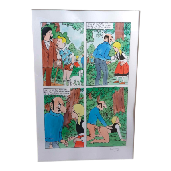 Jan Bucquoy ‘La vie sexuelle de Tintin’ original watercolour plate N°21, 2018