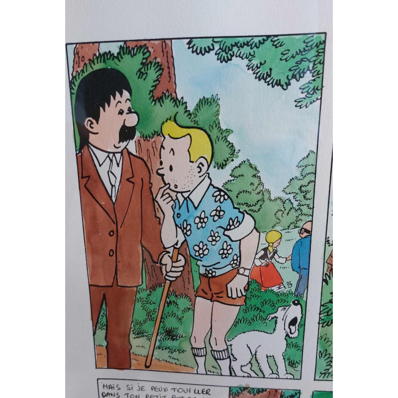 Jan Bucquoy “La vie sexuelle de Tintin“ planche N°21 originale aquarellée, 2018