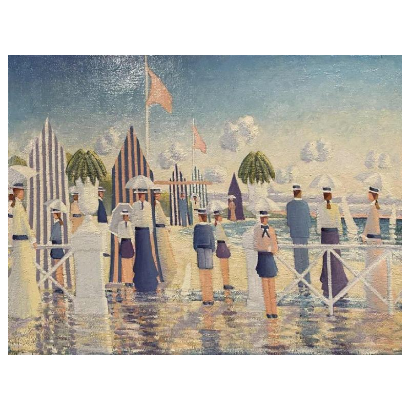 Paul FRANS (1958-) A la plage hst 50x65 cm