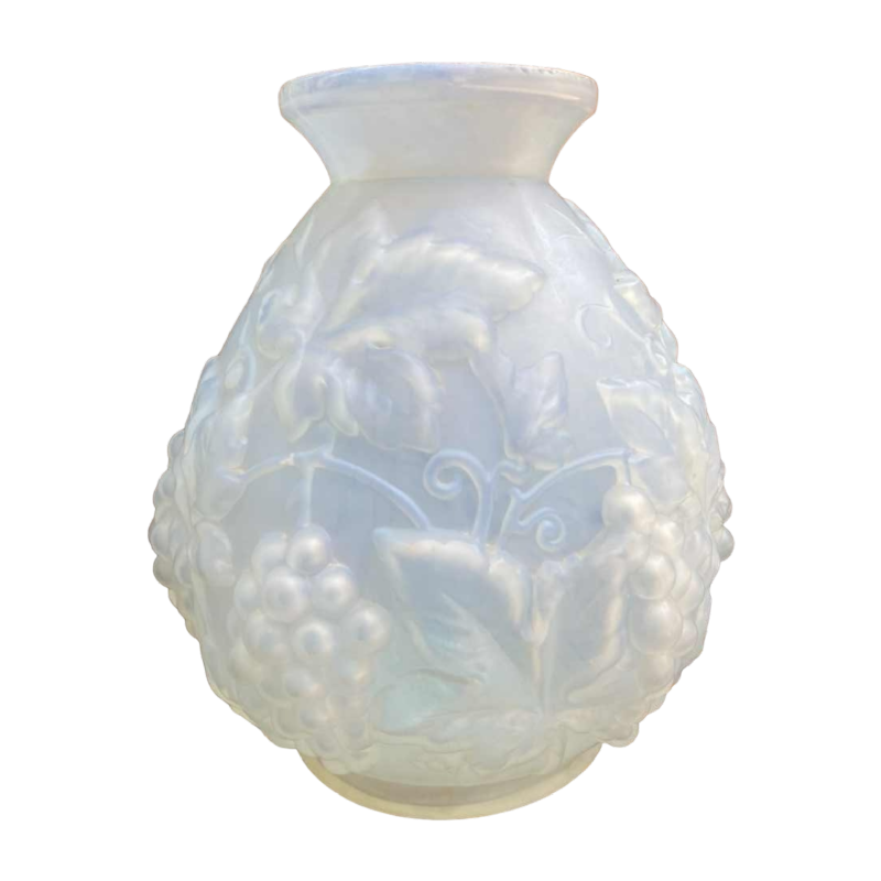 ETALEUNE voor Etling, Art Deco opalescente vaas, gestileerd bloemmotief, ca 1930