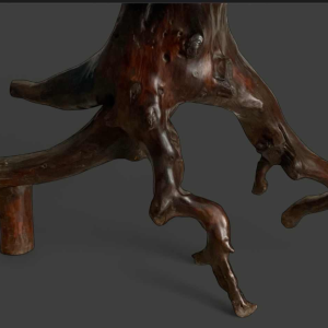 Pedestal table in natural root, organic design, 20th c