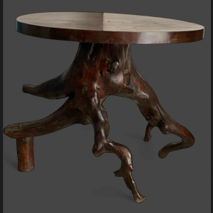 Table guéridon en racine naturelle, design organique, XXe s