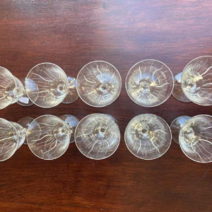 Six small crystal digestif stemmed glasses signed Daum France