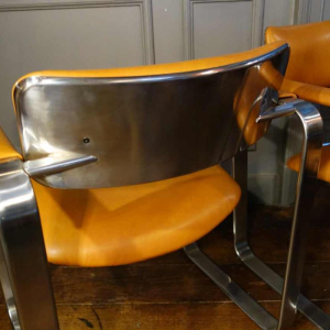 Eero Aarnio "Executive" Mobel Italia, pair of metal / leather armchairs, 1968