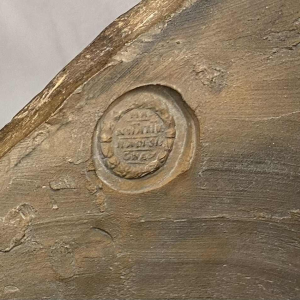 Beeldhouwwerk Lachende jongen, brons-look terracotta, naar Desiderio Da Settignano