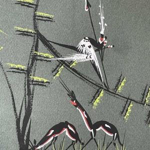 Gouache stylisée de lécole africaine vers 1960.