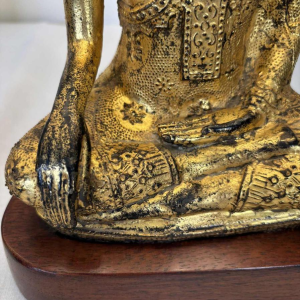 Pair of Buddha lamps in gilded cast iron - Southeast Asian work - 20th century