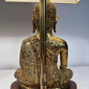 Pair of Buddha lamps in gilded cast iron - Southeast Asian work - 20th century