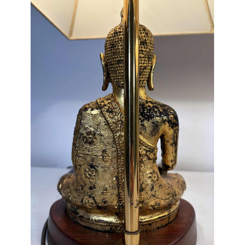 Pair of Buddha lamps in gilded cast iron - Southeast Asian work - 20th century