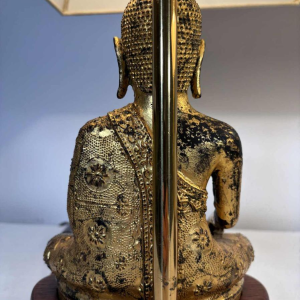 Paire de lampes Bouddha en fonte dorée - travail d'Asie du Sud-Est - XXe siècle