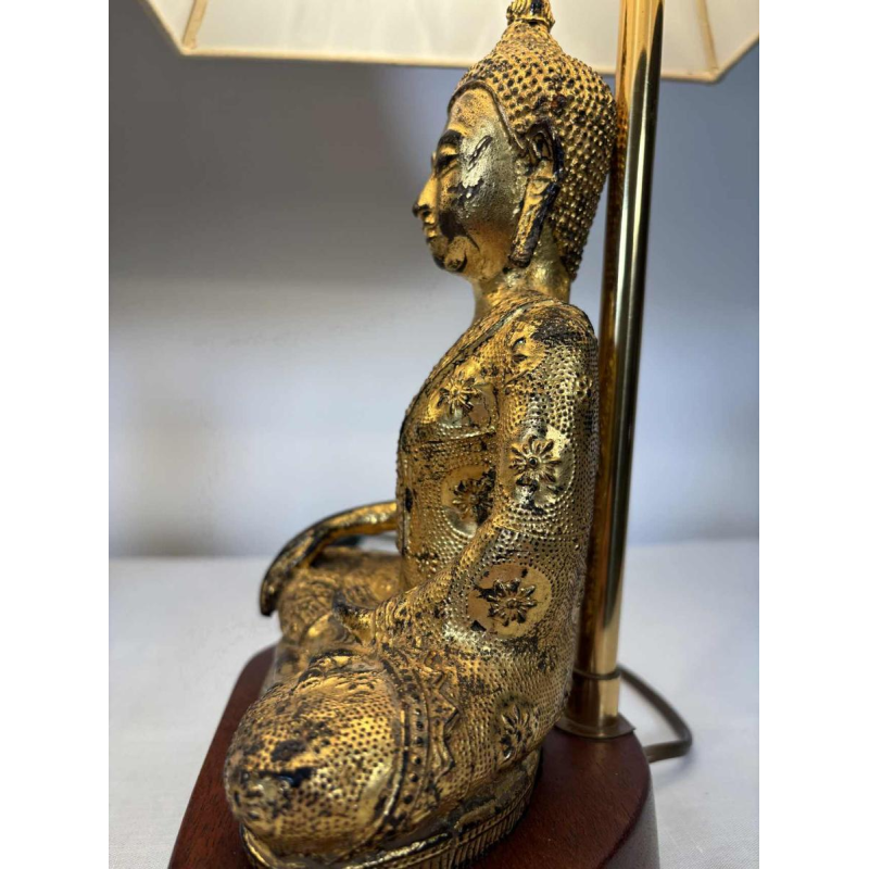 Pair of Buddha lamps in gilded cast iron - Southeast Asian work - 20th century