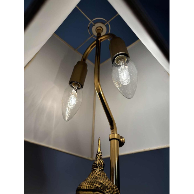 Paar vergulde gietijzeren boeddha lampen - Zuidoost-Azië - 20e eeuw