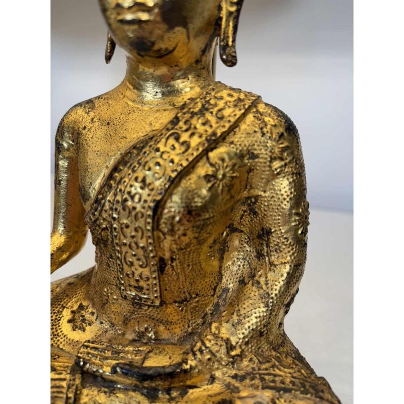 Paire de lampes Bouddha en fonte dorée - travail d'Asie du Sud-Est - XXe siècle