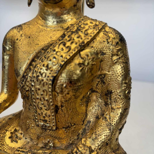 Pair of Buddha lamps in gilded cast iron - Southeast Asian work - 20th century